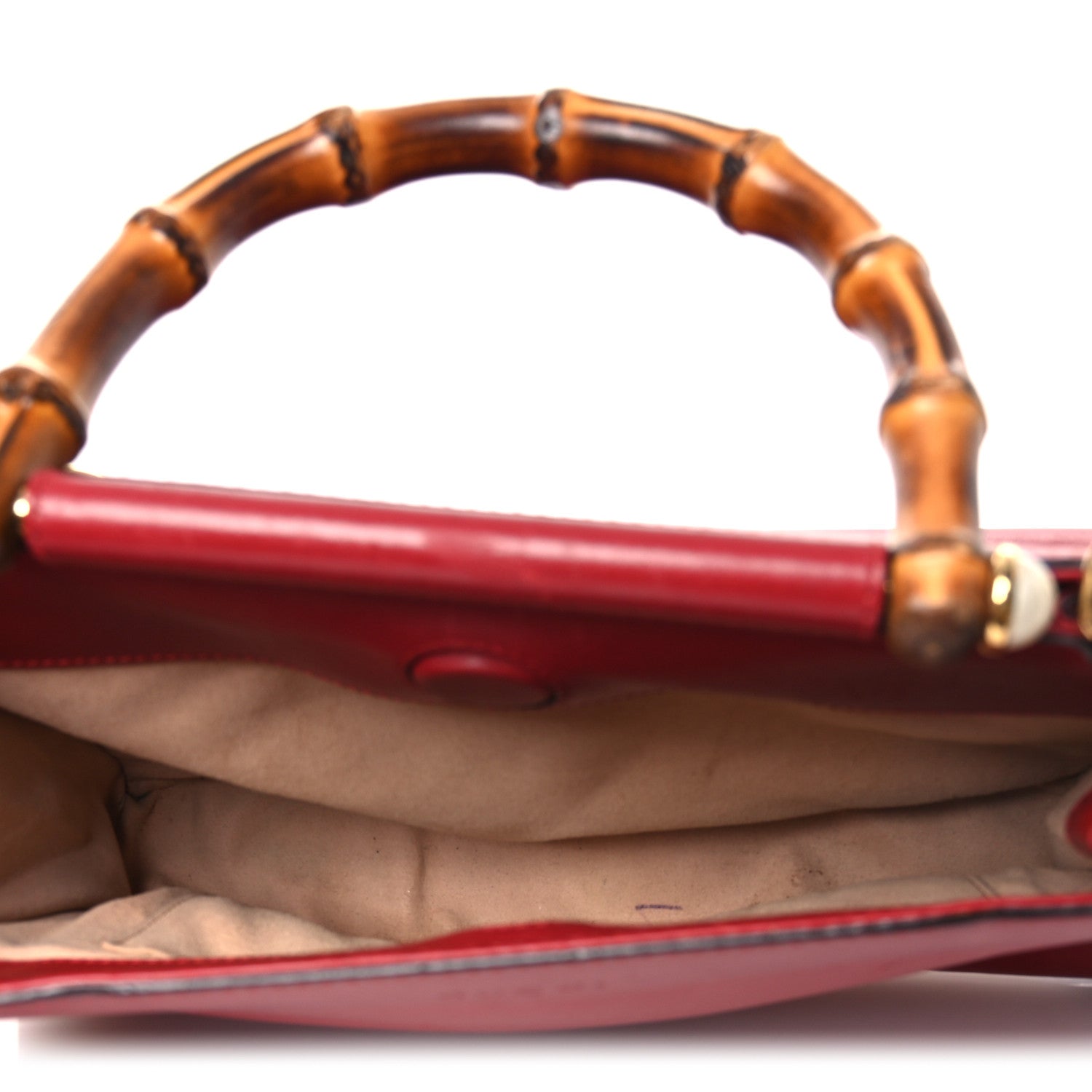 Gucci Nappa Bamboo Web Small Nymphaea Top Handle Bag Hibiscus Red