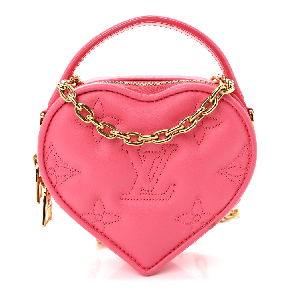 Louis Vuitton Calfskin Embroidered Monogram Pop My Heart Bag Pouch Dragon Fruit Pink
