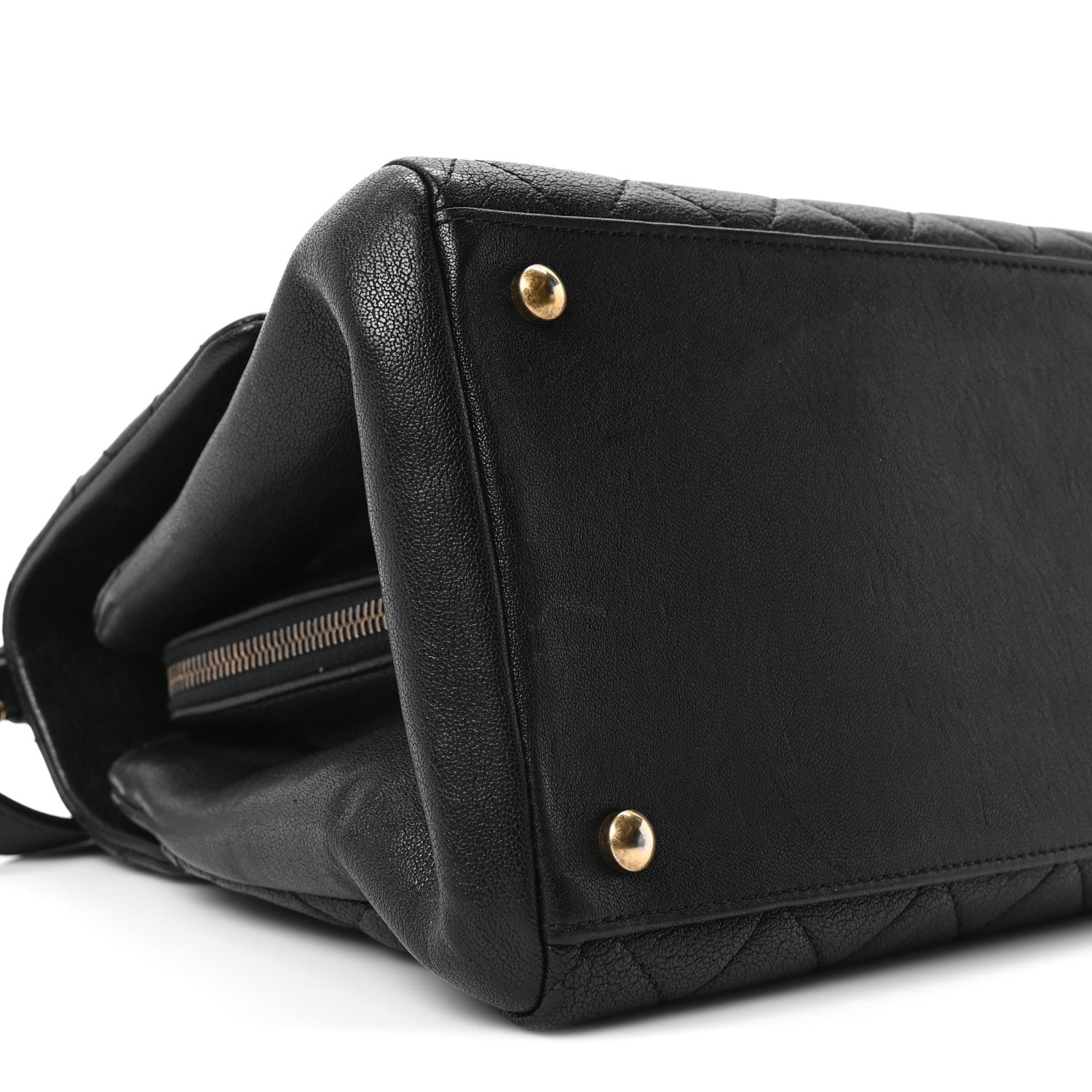 Chanel Shiny Sheepskin Quilted Large Trapezio Flap Black