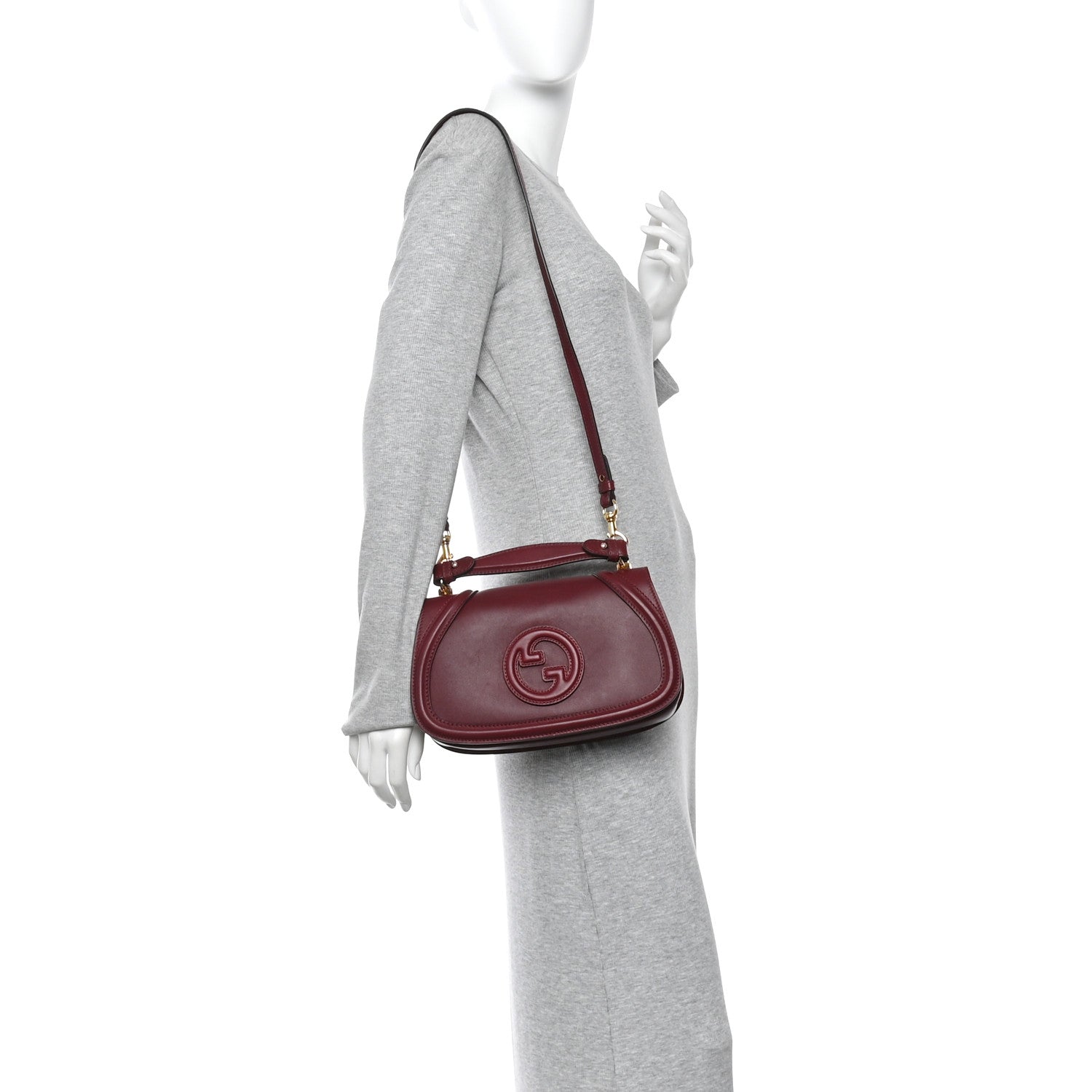 Gucci Roxy Calfskin Medium Blondie Top Handle Bag Rosso Ancora