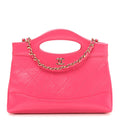 Chanel Shiny Crumpled Calfskin Quilted Nano 31 Shopping Bag Pink
