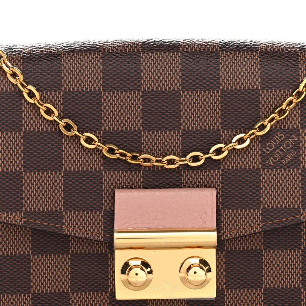 Louis Vuitton Damier Ebene Croisette Chain Wallet Magnolia