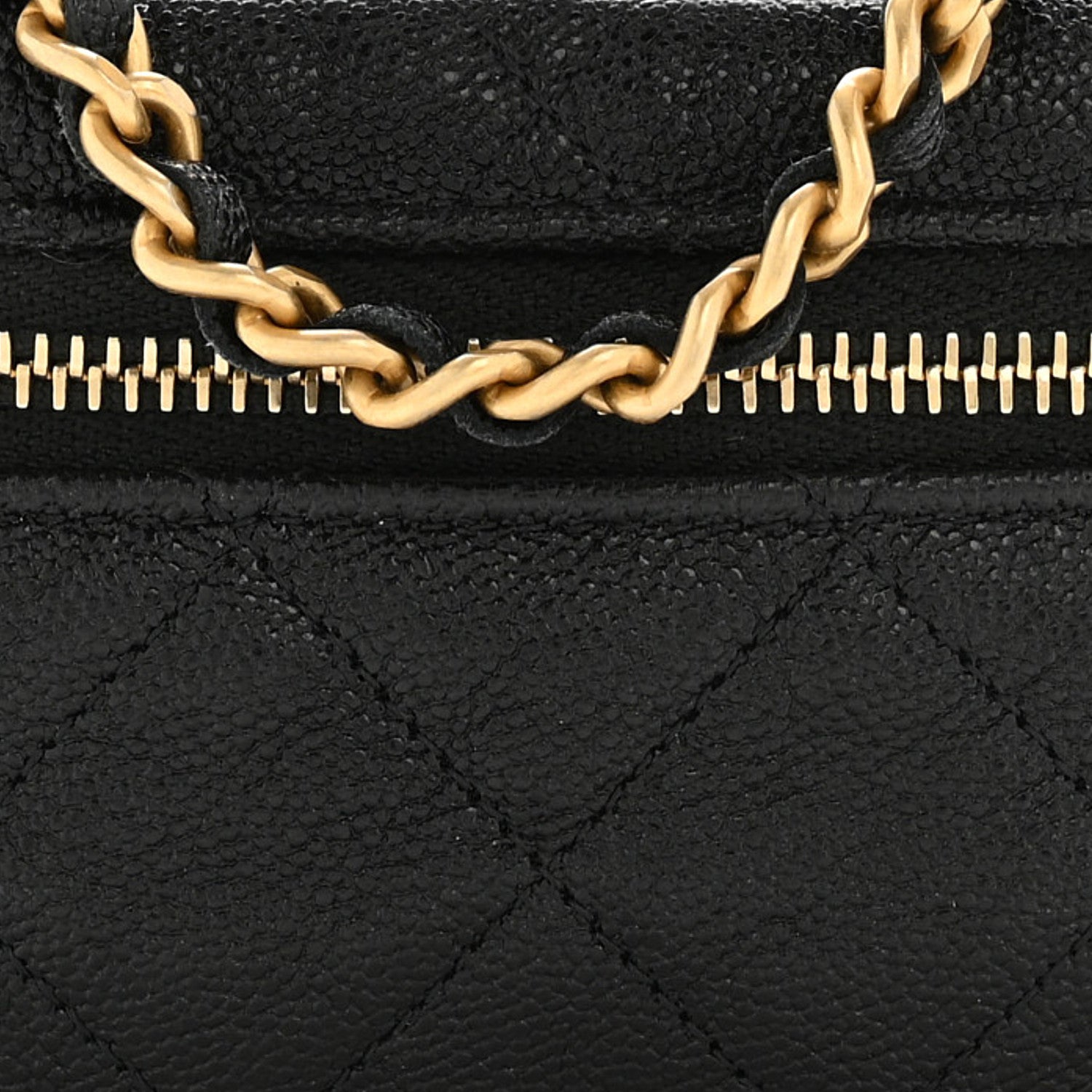 Chanel Caviar Quilted Mini Top Handle Vanity With Chain Black