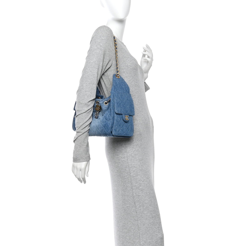 Chanel Washed Denim Quilted Small Chanel 25 Handbag Blue