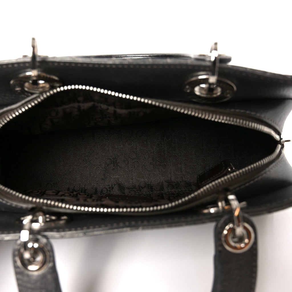 Christian Dior Metallic Calfskin Cannage Stitched Small East West Lady Dior Bronze