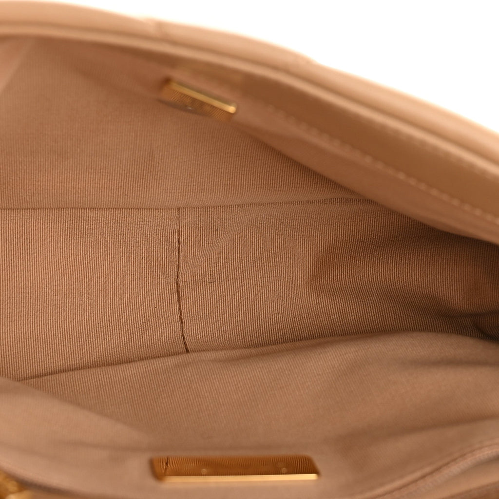Chanel Lambskin Quilted Medium Chanel 19 Flap Beige