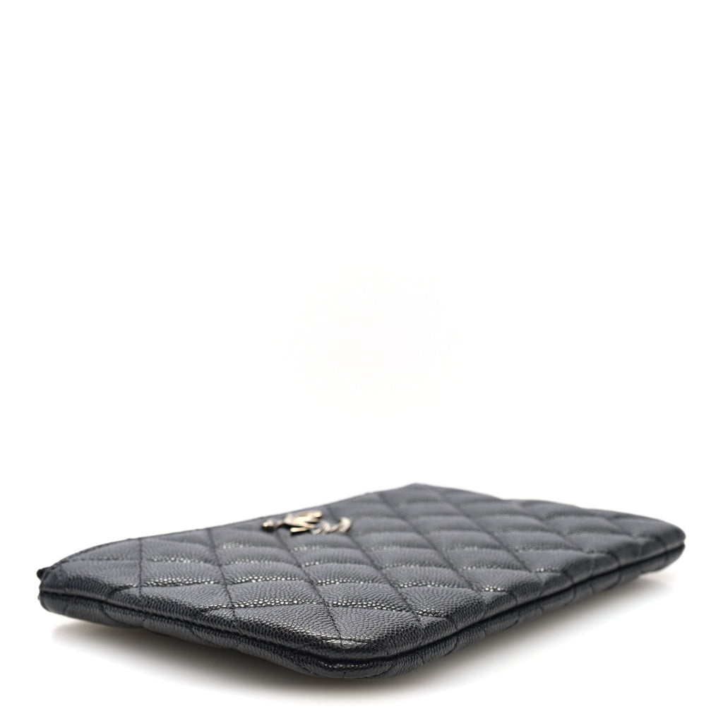 Caviar Quilted Crystal Enamel Cosmetic Case Black