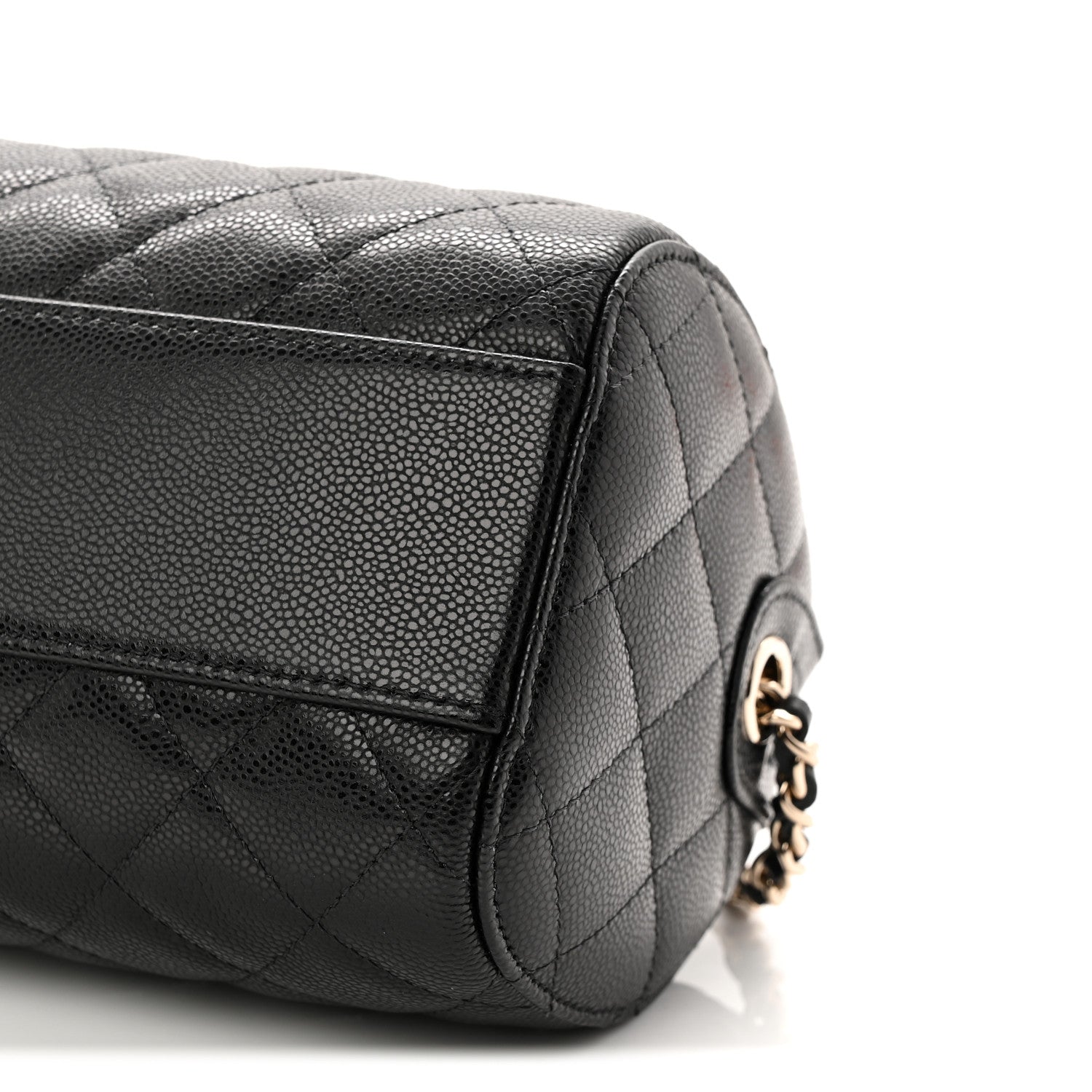 Chanel Caviar Quilted Barrel Clutch With Chain Black