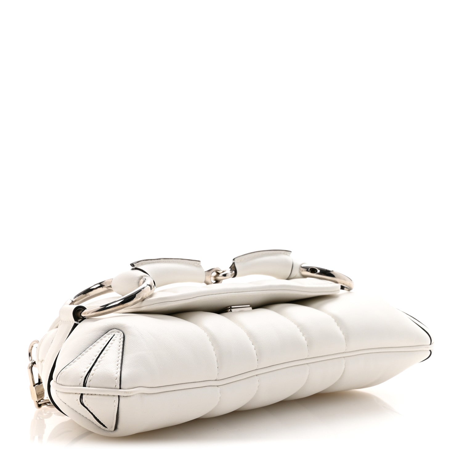 Gucci Nappa Vertical Matelasse Small Maxi Horsebit Chain Shoulder Bag Great White