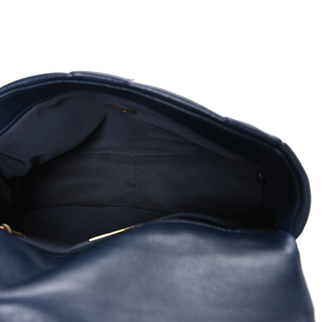 Chanel Lambskin Quilted Medium Chanel 19 Flap Navy Blue