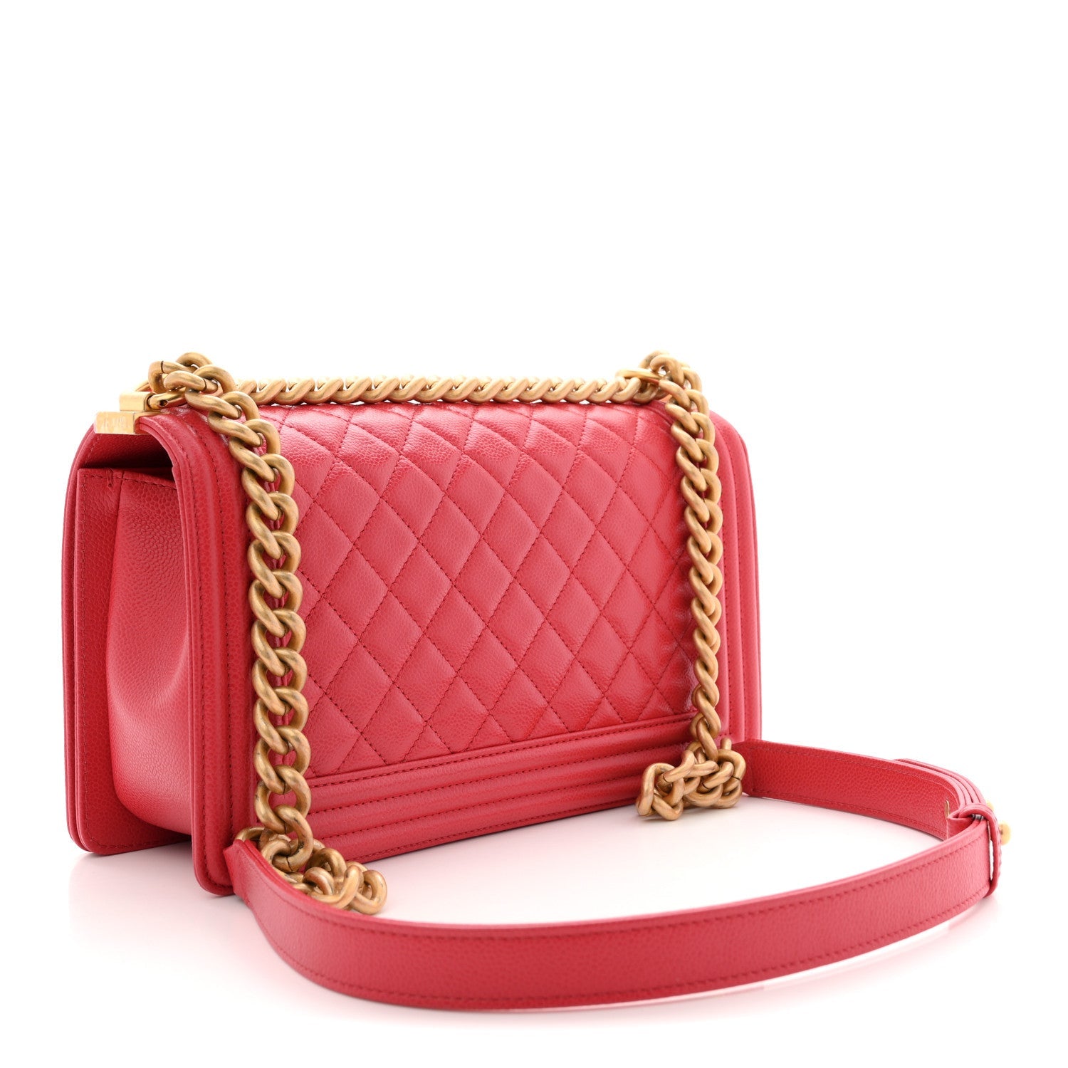 Chanel Caviar Quilted Medium Boy Flap Red
