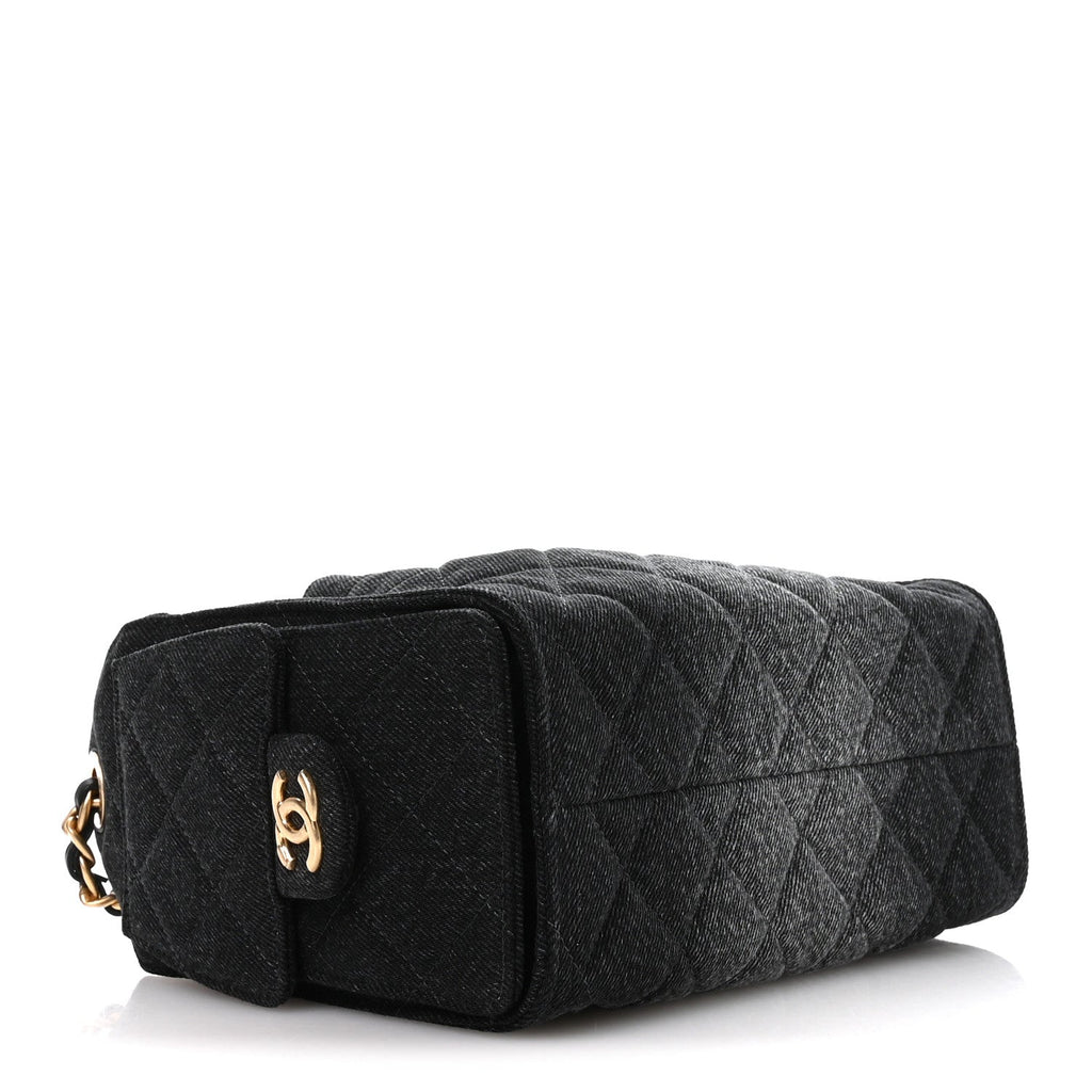 Chanel Washed Denim Quilted Mini Chanel 25 Handbag Black