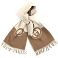 Gucci Wool Cashmere Interlocking G Scarf Ivory Beige