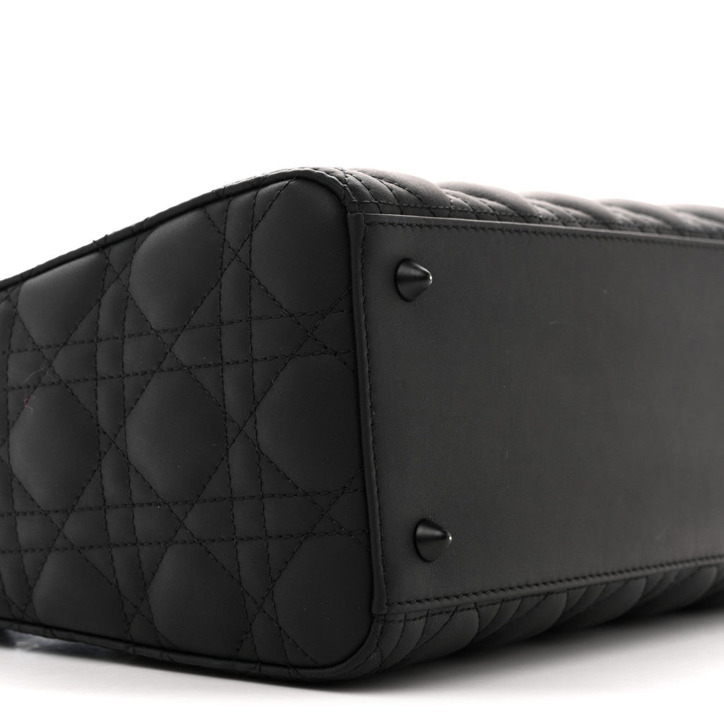 Christian Dior Ultra Matte Calfskin Cannage Medium Lady Dior Black