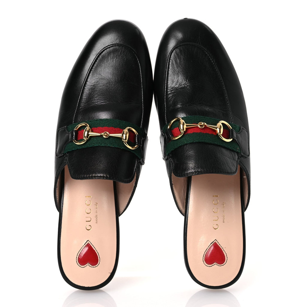 Gucci Calfskin Womens Princetown Slippers 35.5 Black