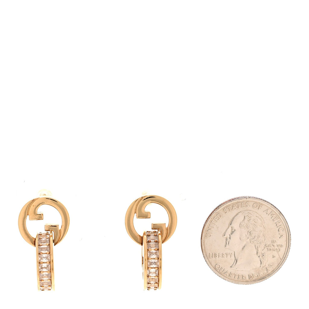 Gucci Brass Crystal Blondie Intertwined Earrings Light Gold