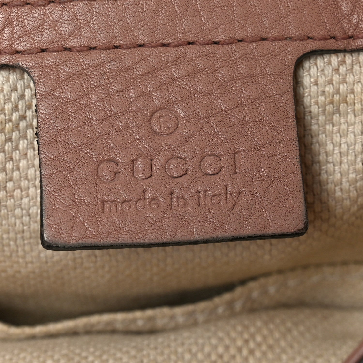 Gucci Pebbled Calfskin Medium Soho Flap Crossbody Pale Pink