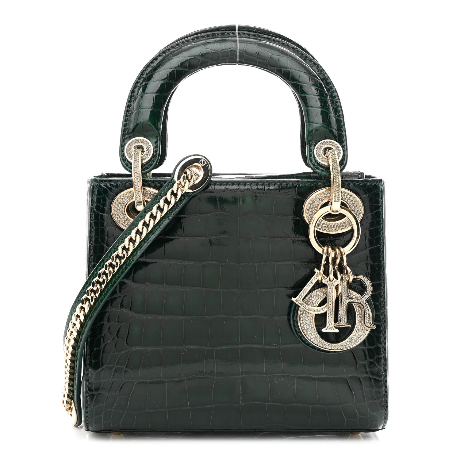 Christian Dior Alligator Crystal Mini Lady Dior Dark Green