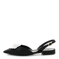 Grosgrain Camellia Slingback Flats 39.5 Black White