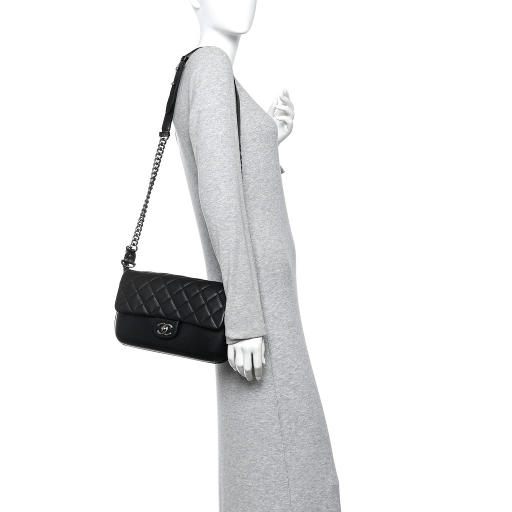 Chanel Calfskin Quilted Large Rock My Shoulder Flap Black
