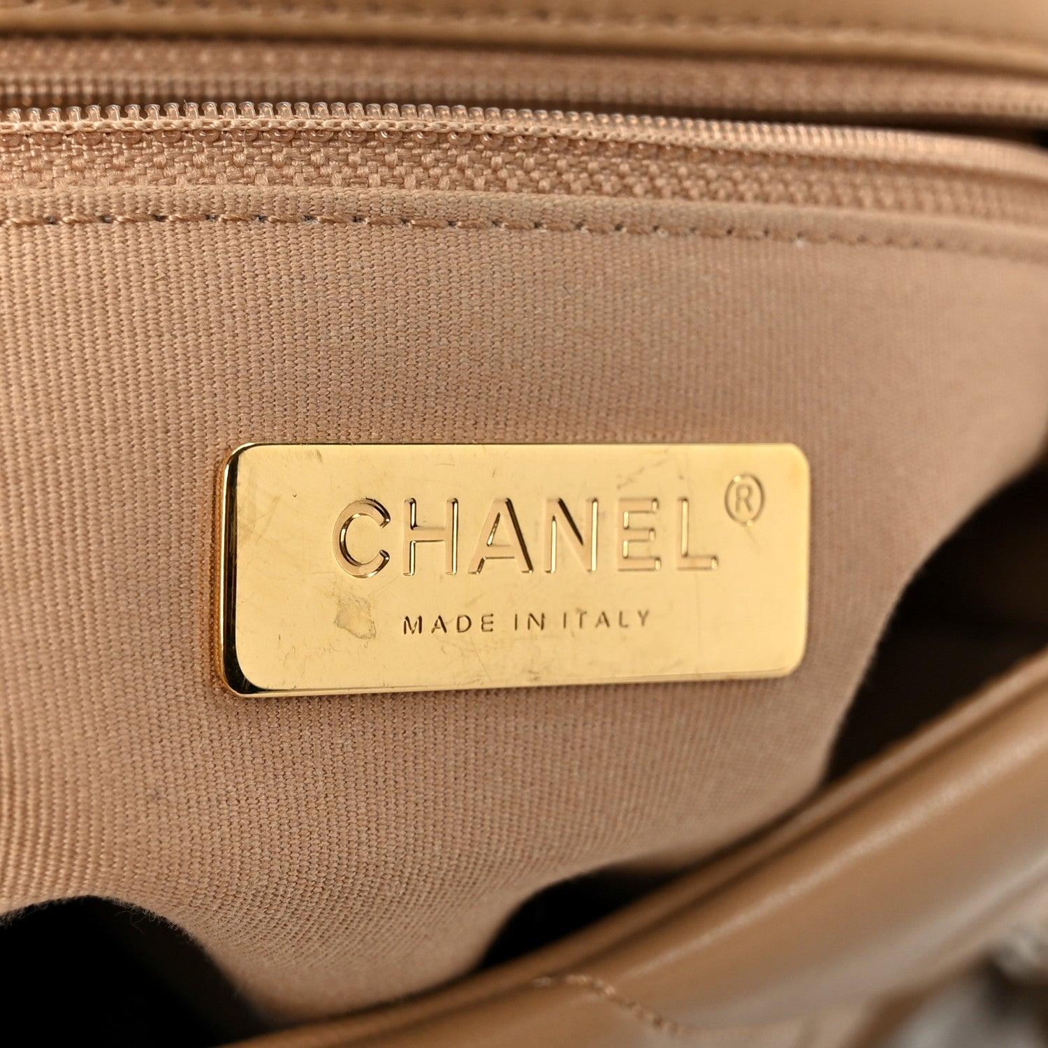 Chanel Lambskin Quilted Medium Chanel 19 Flap Dark Beige
