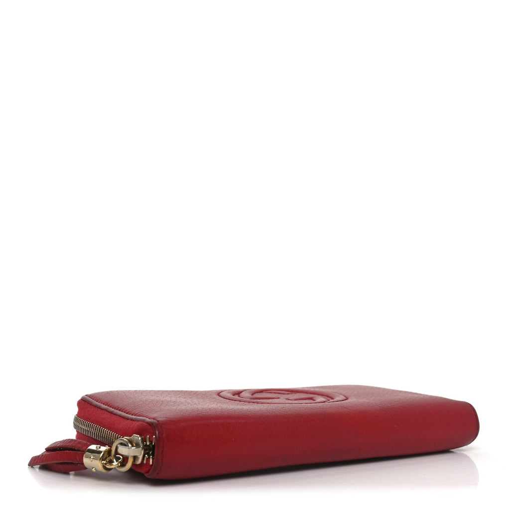 Gucci Pebbled Calfskin Soho Zip Around Wallet Red