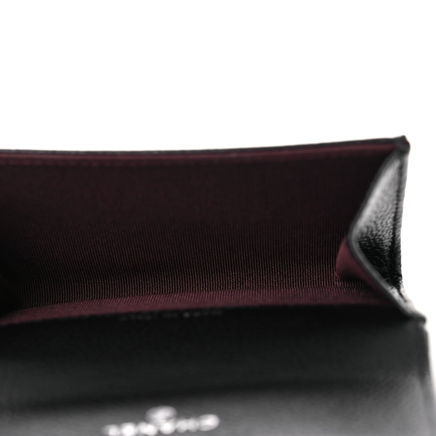 Caviar Quilted Flap Card Holder Wallet Black