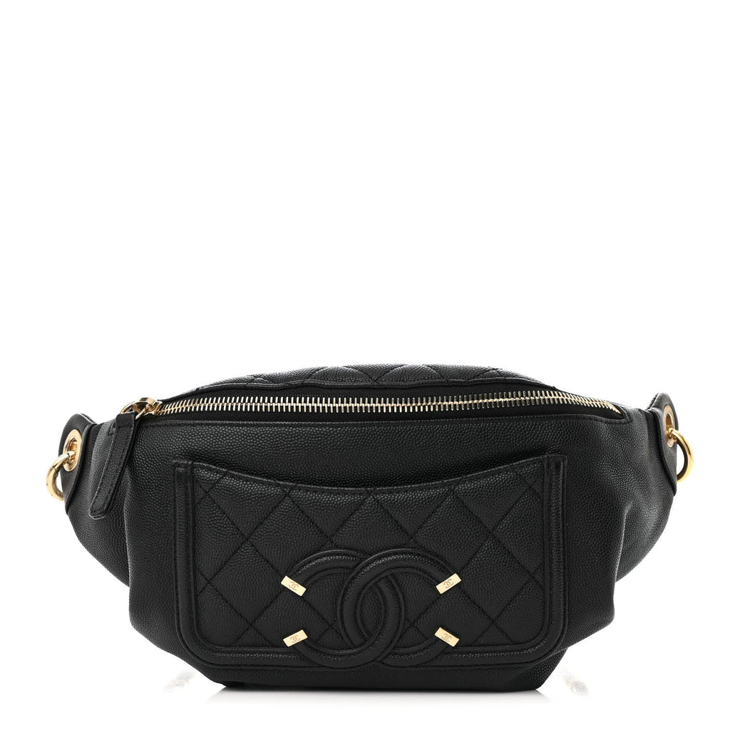 Chanel Caviar Quilted Filigree Waist Bag Black