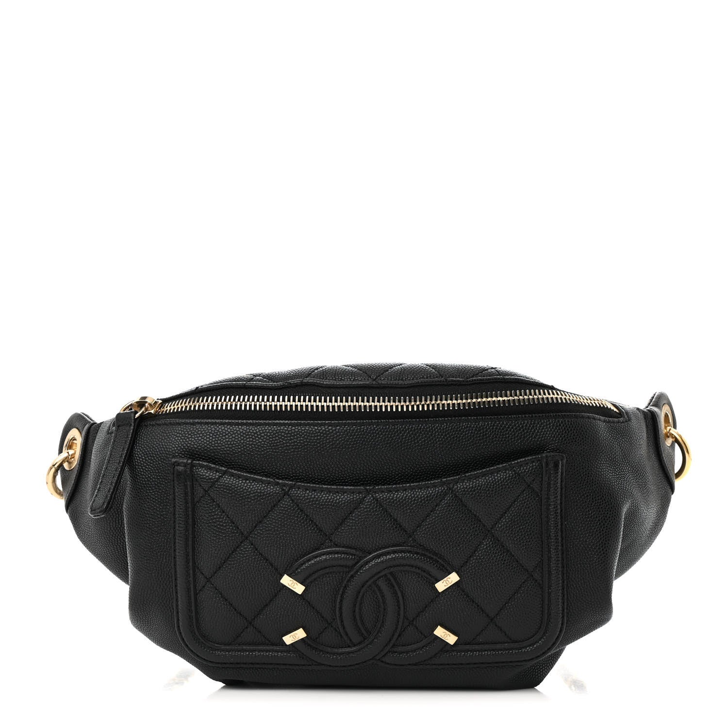 Chanel Caviar Quilted Filigree Waist Bag Black