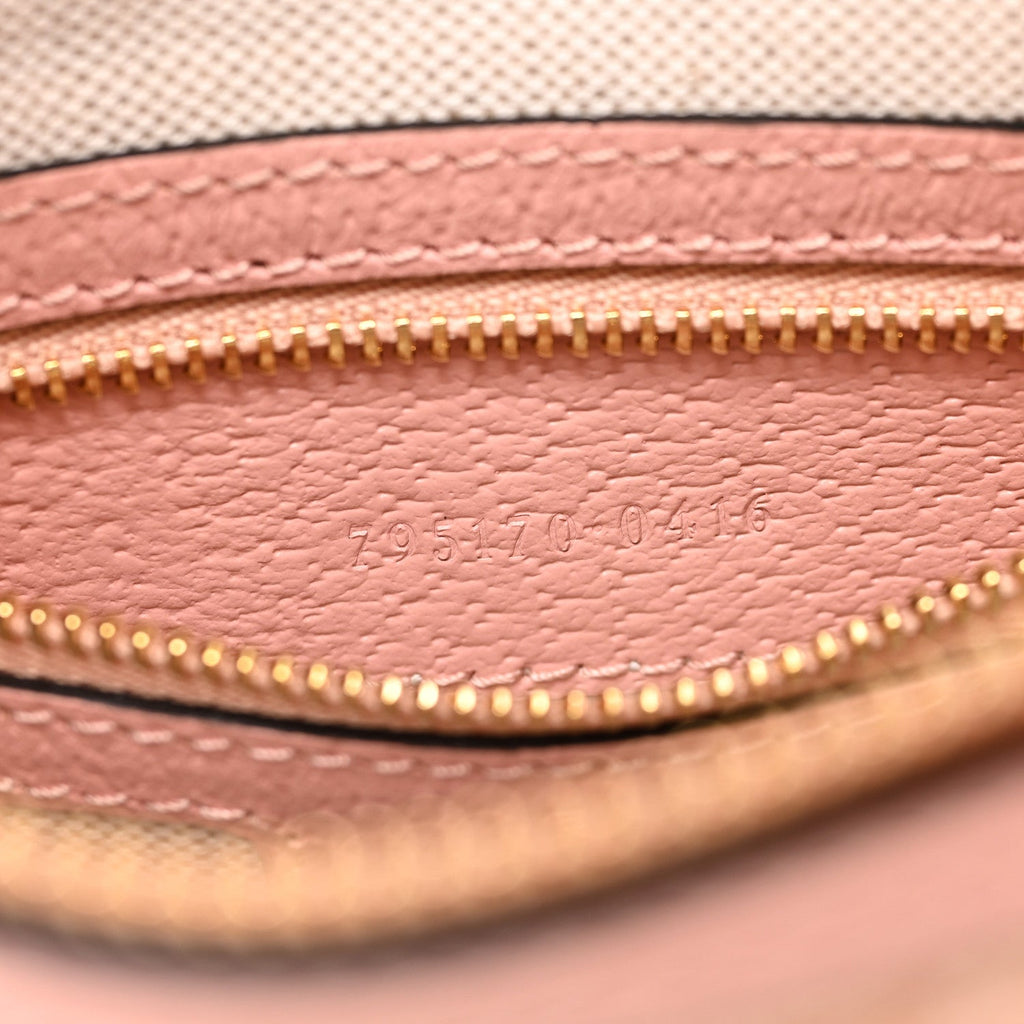 Gucci GG Supreme Monogram Textured Calfskin Web Super Mini Ophidia Shoulder Bag Pink