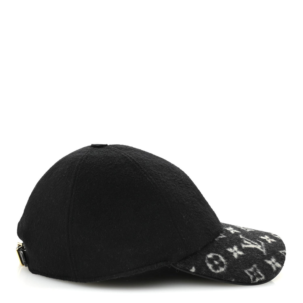 Louis Vuitton Wool Silk Monogram Endless Cap L Black