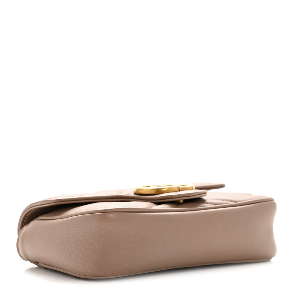 Gucci Calfskin Matelasse Super Mini GG Marmont Shoulder Bag Porcelain Rose