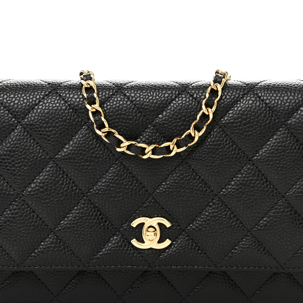 Chanel Caviar Quilted CC Turnlock Wallet On Chain WOC Black
