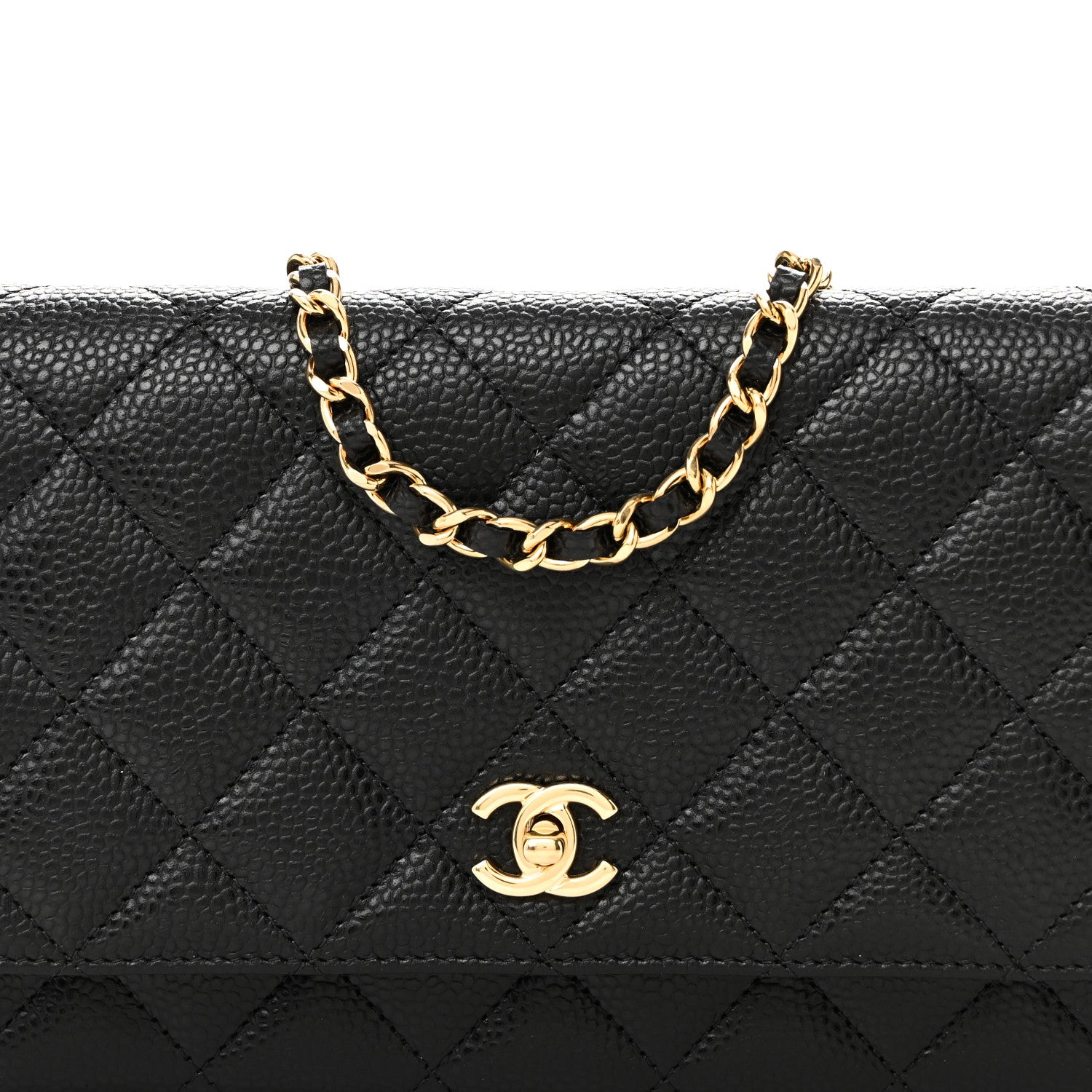 Chanel Caviar Quilted CC Turnlock Wallet On Chain WOC Black