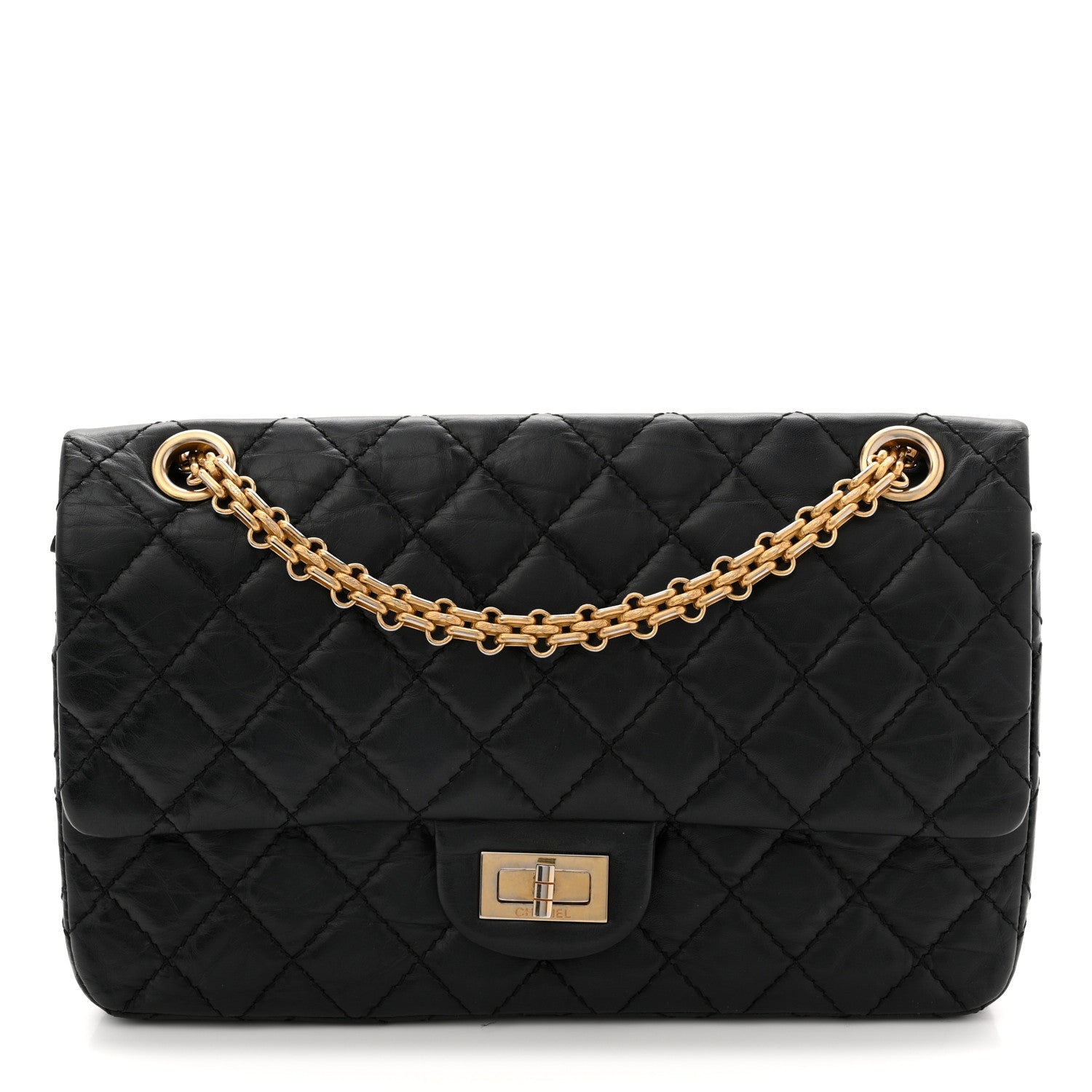 Chanel Aged Calfskin Quilted 2.55 Reissue 225 Flap Black