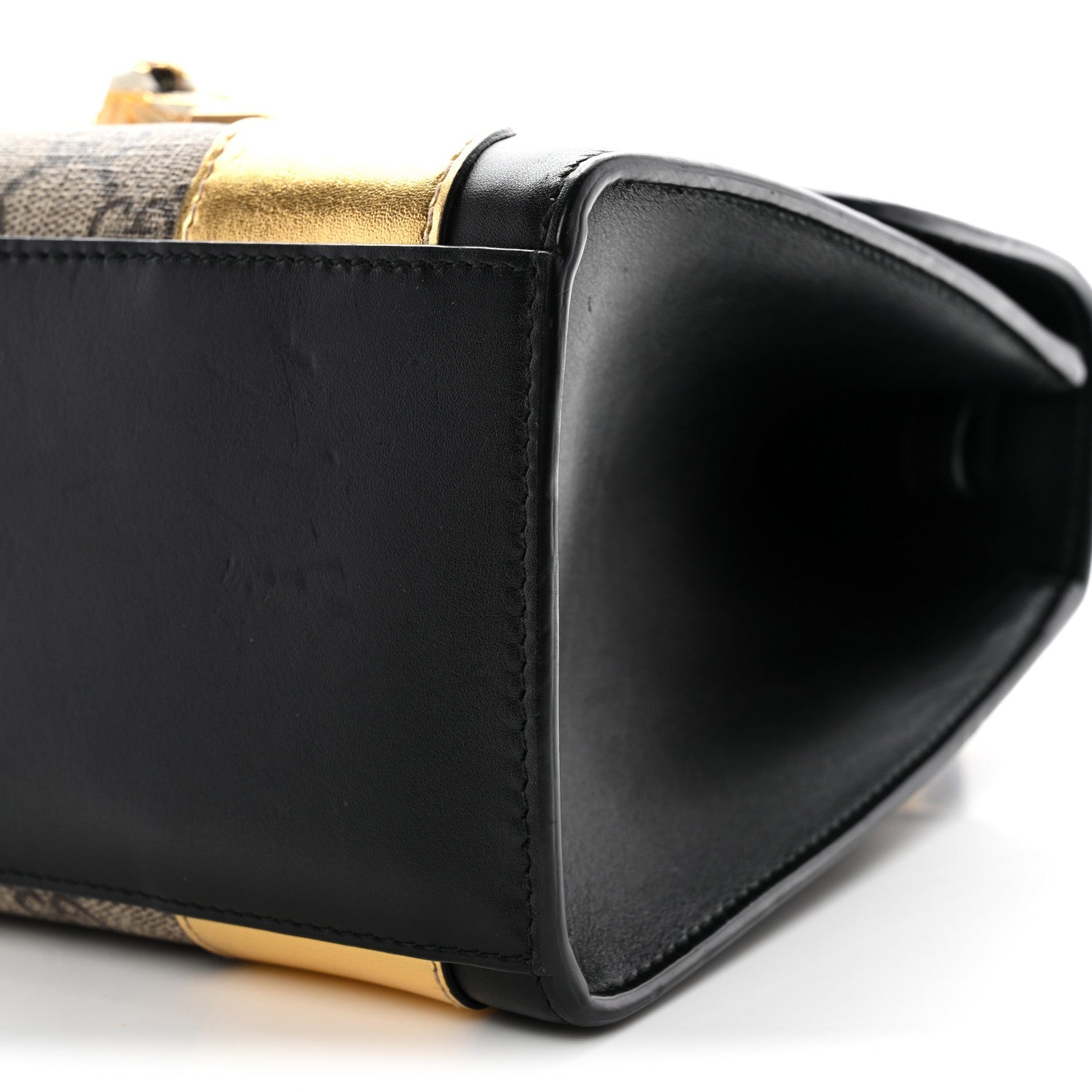 Gucci GG Supreme Monogram Small Osiride Top Handle Bag Black Gold