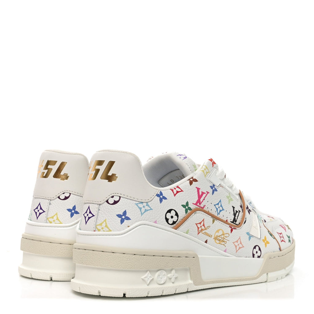 Louis Vuitton LV X TM Calfskin Monogram Multicolor Womens LV Trainer Sneakers 39 White Multicolor