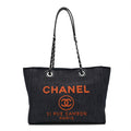 Chanel Denim Small Deauville Tote Blue Orange