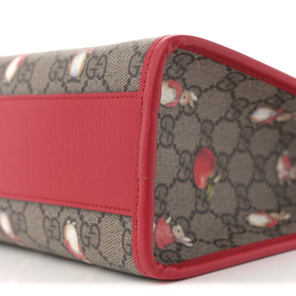 Gucci X Peter Rabbit GG Supreme Monogram Rabbit Apple Childrens Tote Beige Ebony Multicolor Bright Hibiscus