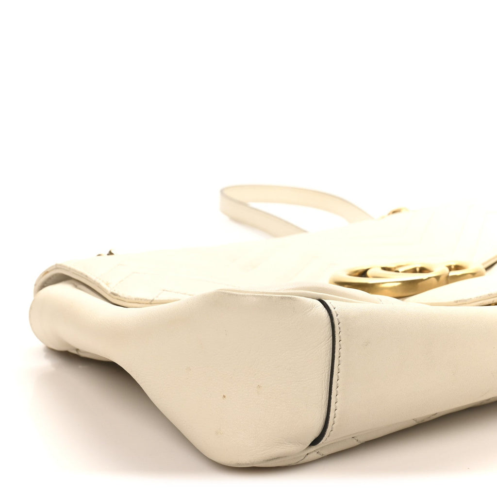 Gucci Calfskin Matelasse Medium GG Marmont Shoulder Bag White