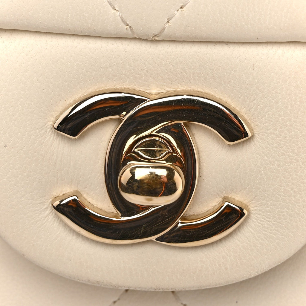 Chanel Lambskin Quilted Mini Rectangular Flap Black White