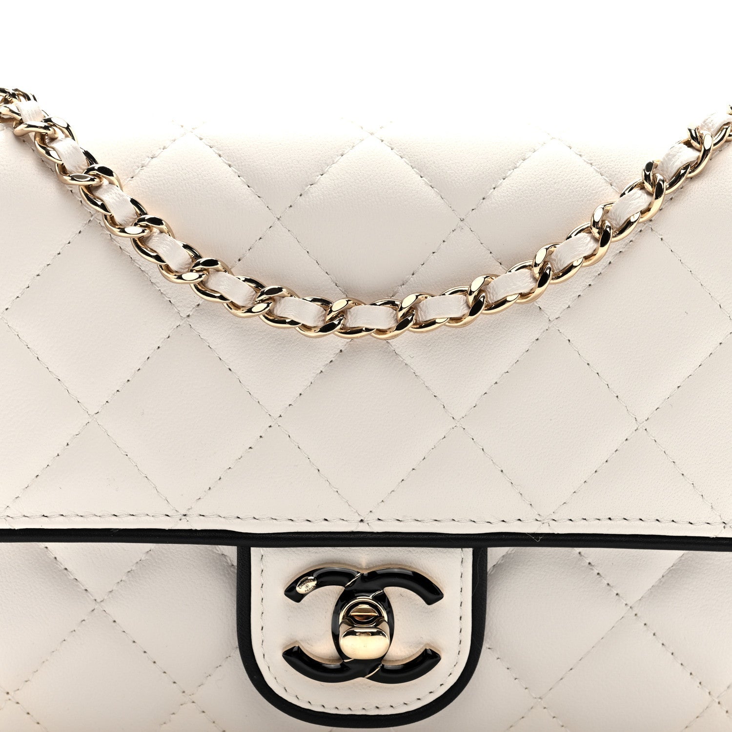 Chanel Lambskin Quilted Resin CC Mini Flap Bag White Black
