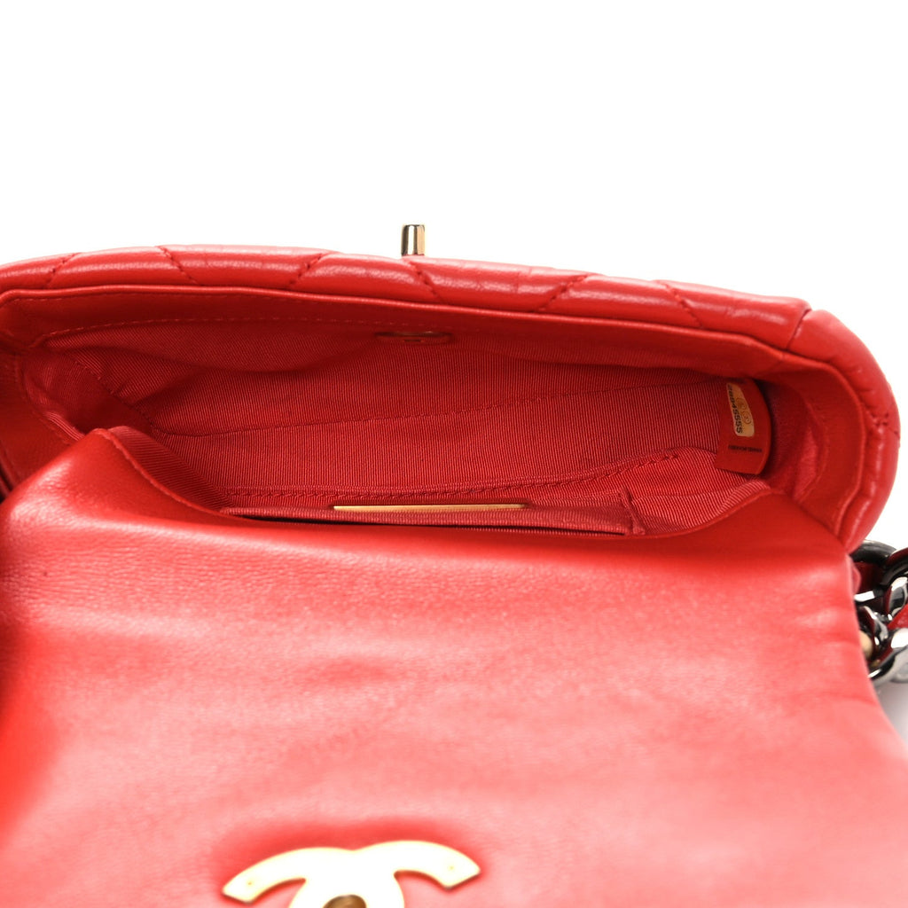 Chanel Lambskin Quilted Chanel 19 Waist Bag Red