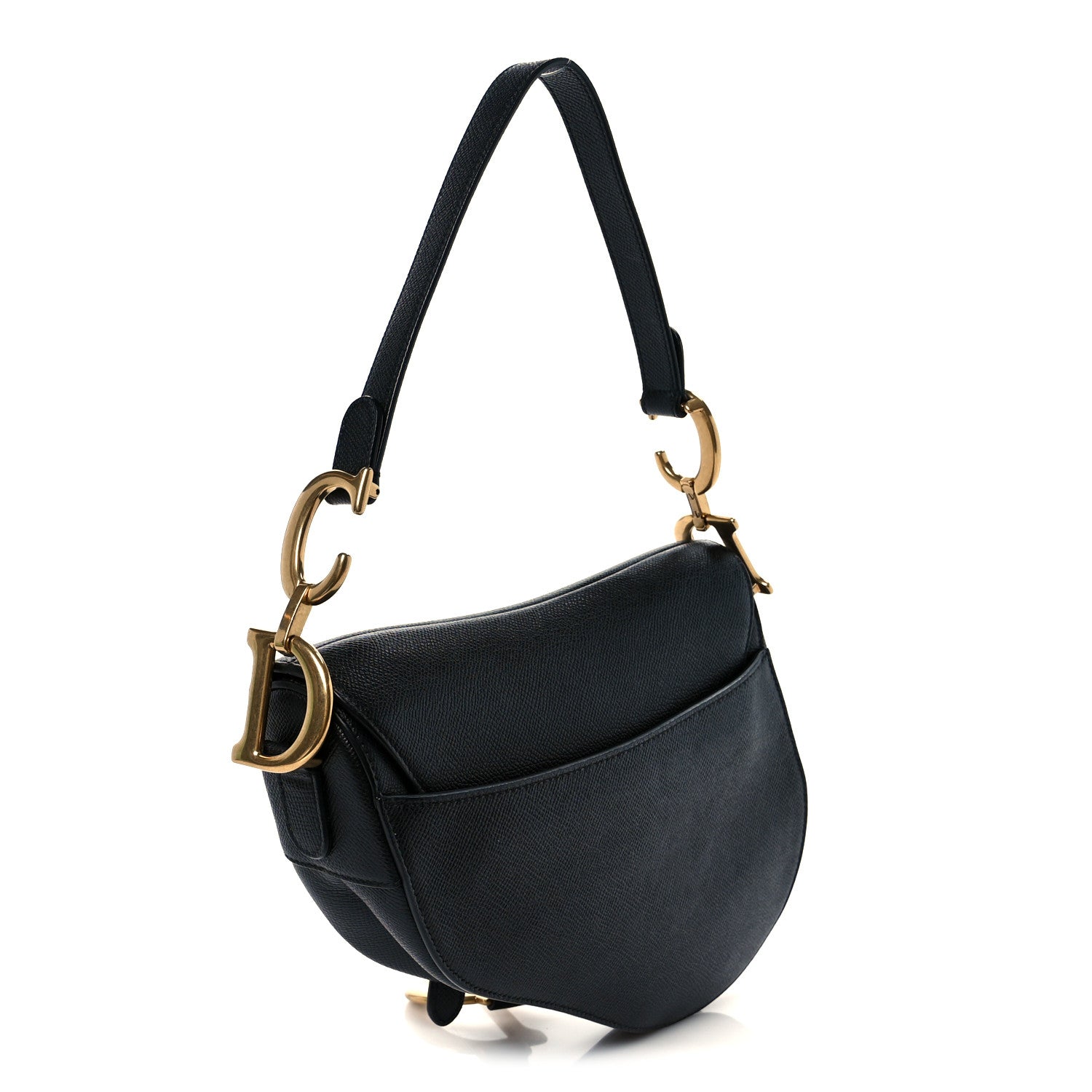 Christian Dior Grained Calfskin Saddle Bag Black