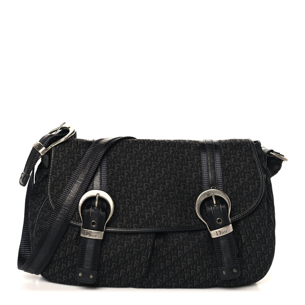 Christian Dior Canvas Diorissimo Buckle Messenger Black