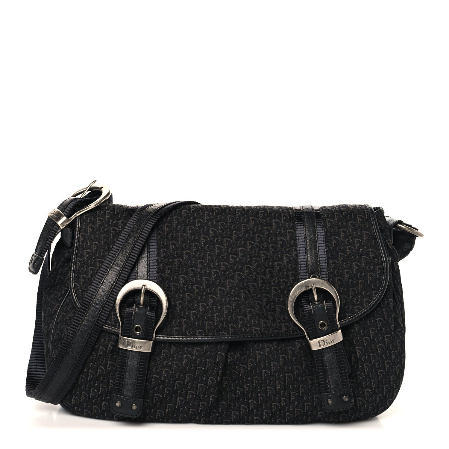 Christian Dior Canvas Diorissimo Buckle Messenger Black