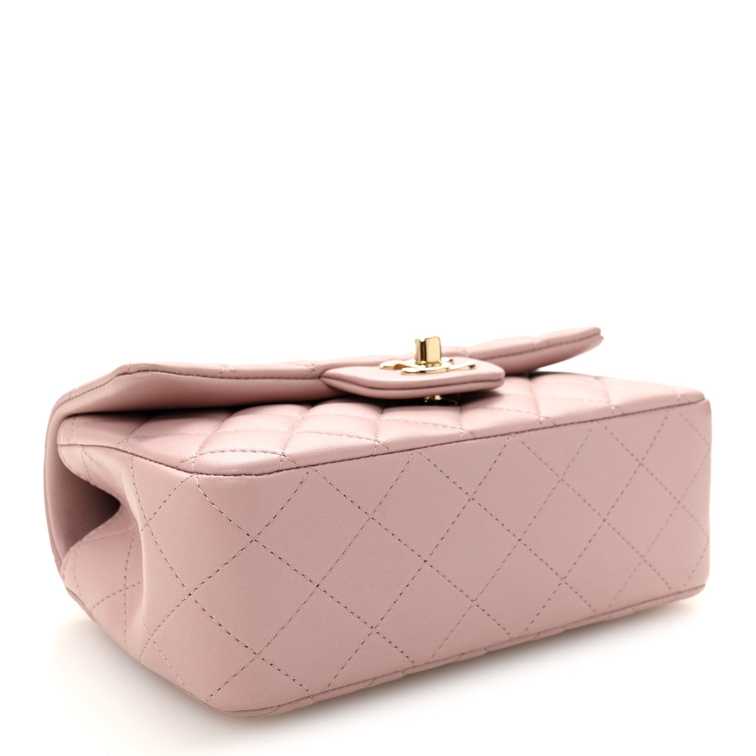 Chanel Lambskin Quilted Mini Top Handle Rectangular Flap Light Pink