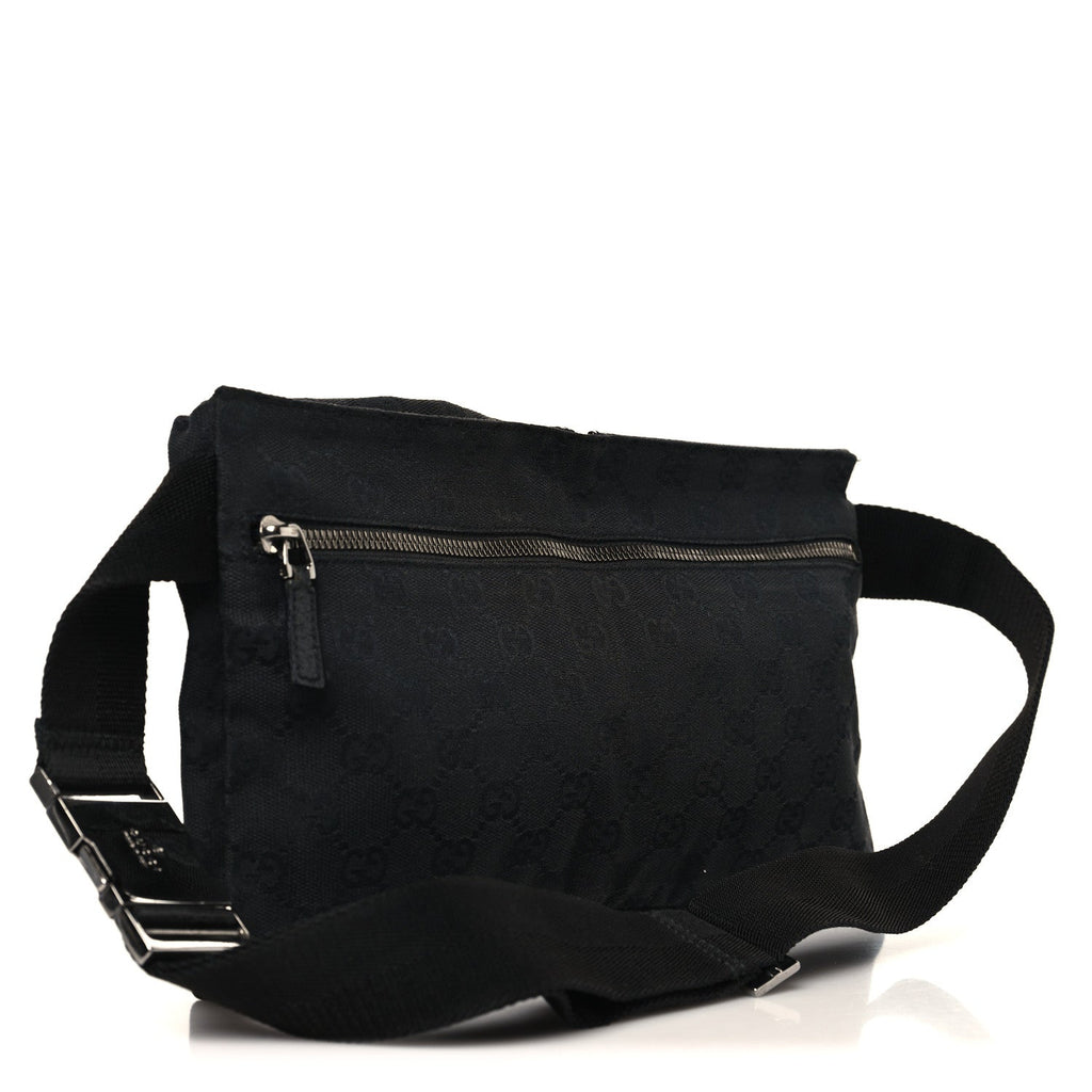 Gucci GG Monogram Double Pocket Belt Bag Black