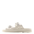 Lambskin Quilted Velcro Dad Chain CC Slide Sandals 39.5 White