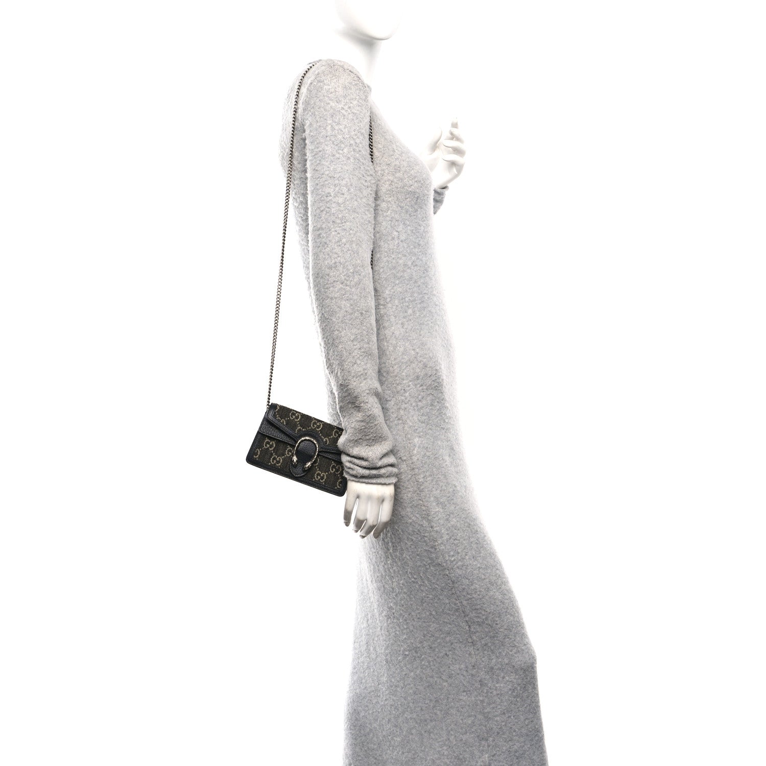 Gucci Jacquard Black Denim GG Monogram Super Mini Dionysus Shoulder Bag Black Ivory